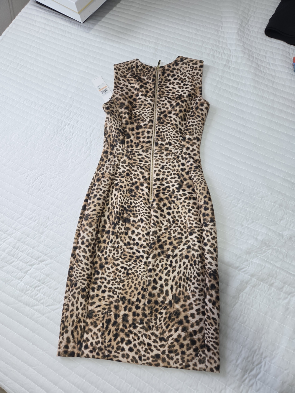 Calvin Klein Leopard Print Midi Sheath Dress - Brown/Tan - Picture 2 of 6